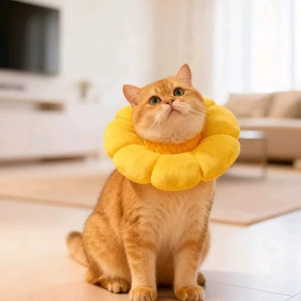 Sunflower Elizabethan Cat Collar Adjustable Pet Headgear Anti-Lick and Anti-Scratch Kitten Collar Dog Collar