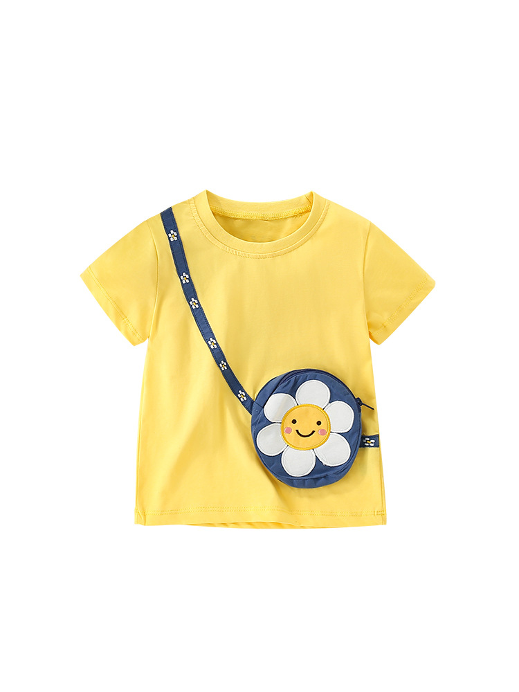 Malwee niñas de manga corta de verano nuevo estilo europeo y americano para niños de media y mediana edad niñas de cuello redondo ropa infantil camiseta