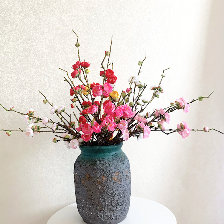 單枝臘梅 小梅花仿真花假花 家居庭院裝飾婚禮假樹枝舞台擺件道具