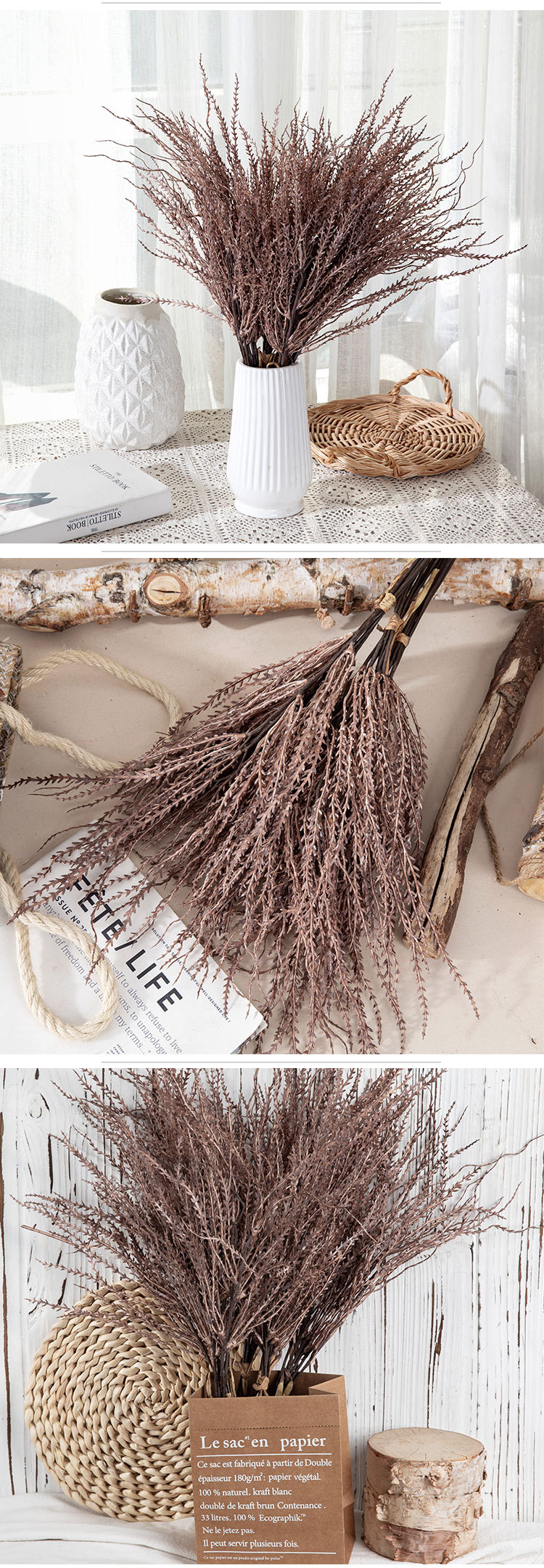 Artificial flower three-pronged small leaf clover accessories artificial flower home decoration wedding bouquet rose flower wall _voghion.com