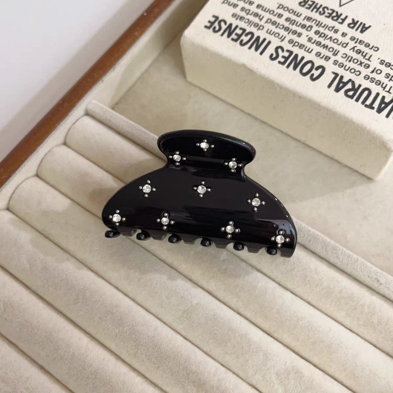 XS韩式镶钻醋酸抓夹女后脑勺盘发鲨鱼夹气质发抓高马尾发卡头饰