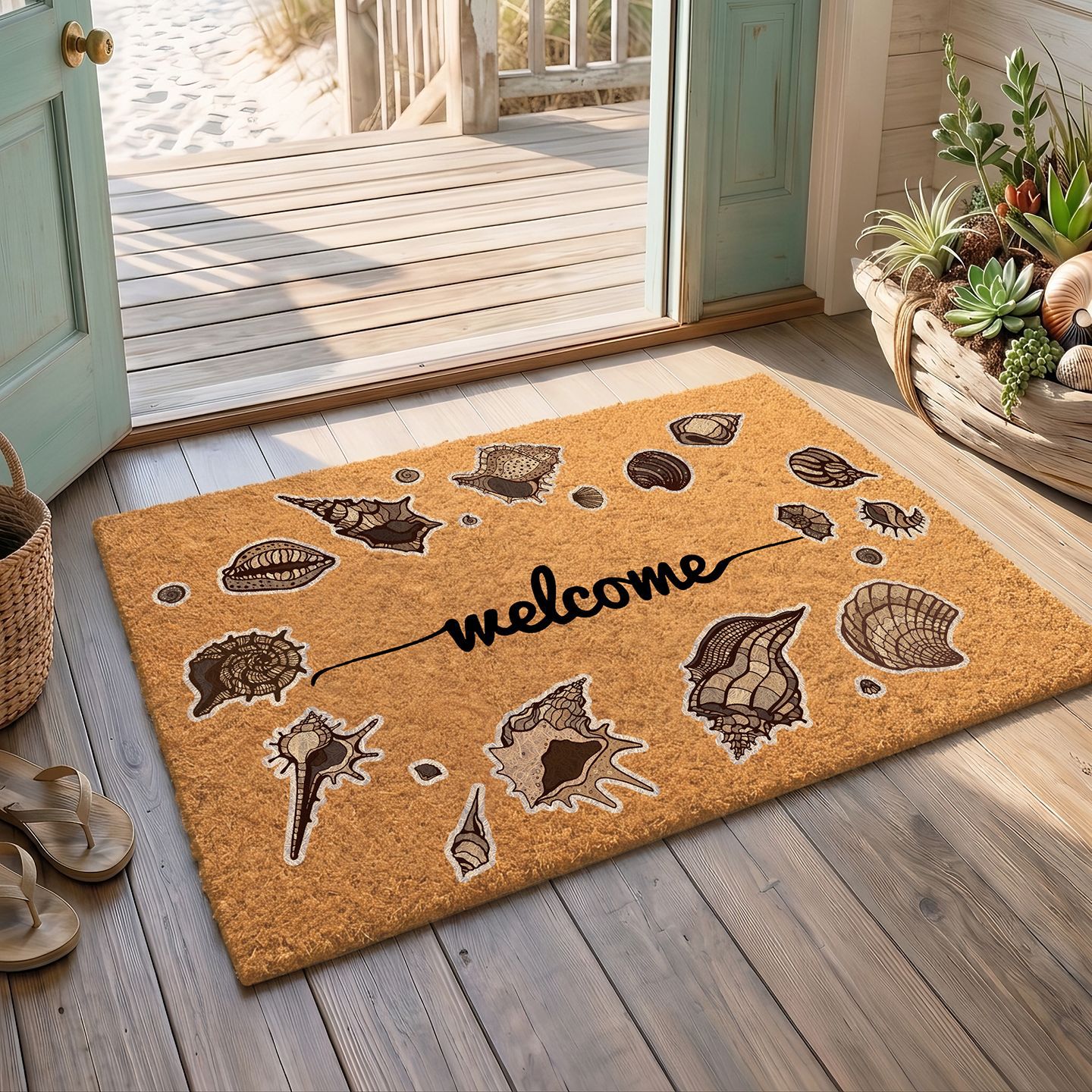 New cross-border imitation coconut palm floor mat, cuttable, dirt-resistant, wear-resistant, non-slip, American-style, water-absorbent, dirt-trapping entrance door mat