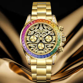 德国RENOVO罗诺威时尚金虎迪真金真钻男士手表-R81050