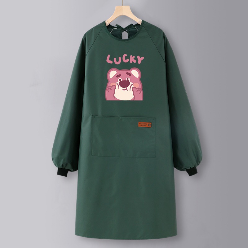 딸기 곰 LU Green-BC801 긴 소매 방수 가죽 표준 더블 포켓