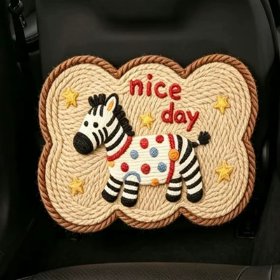 Woven Zebra Pattern Dog and Chair back anti-kick pad - woven-texture-short-anti-kick-pad-zebra-one