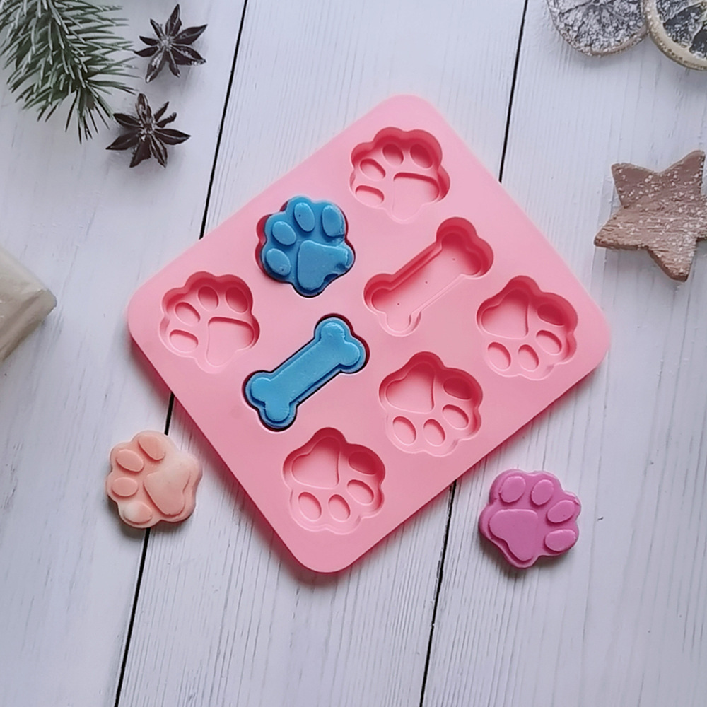 6 huesos de garra de gato 78 molde de silicona pastel helado pudín molde de postre jabón utensilios de cocción