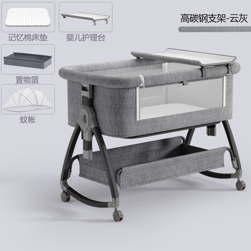 Cuna móvil Cuna portátil Cuna para bebé Cama plegable multifuncional bb Cama grande de costura para niños recién nacidos image 8