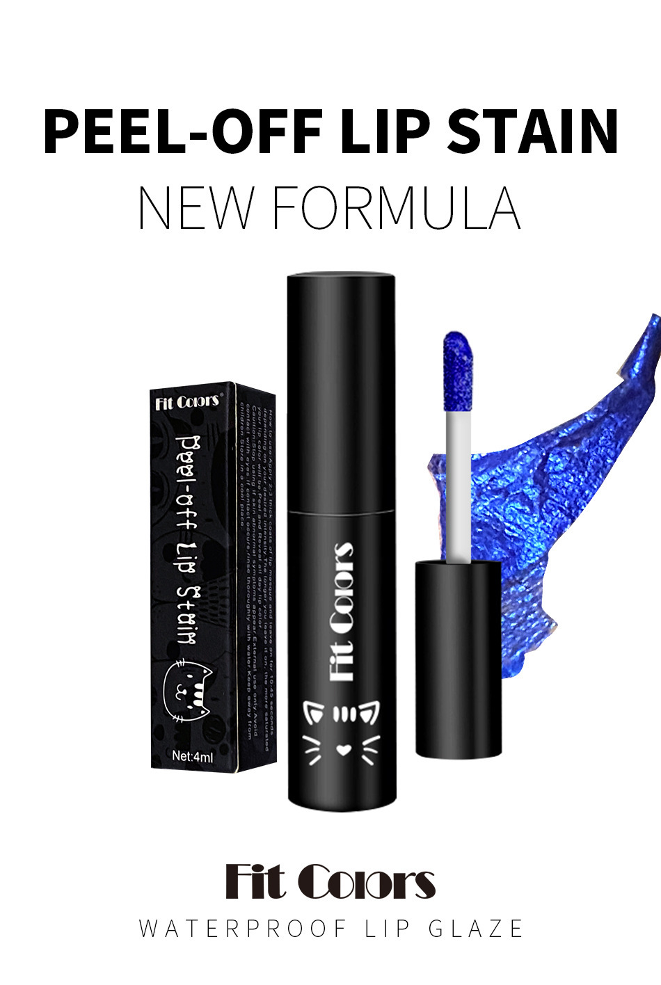 Fit Colors Peel-off lip gloss matte finish with a base color, a cross-border Amazon bestseller Specification drawing