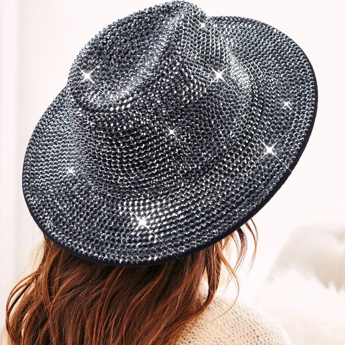 Diamante transfronterizo sombrero de vaquero rhinestone brillante láser sombrero fiesta de baile rendimiento diamante sombrero de jazz