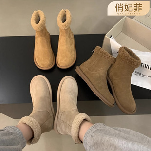������ѩ��ѥŮ��2023�͹żӽq��Ь��ƽ�׳���ëë��ѥ�Ӷ����¿�