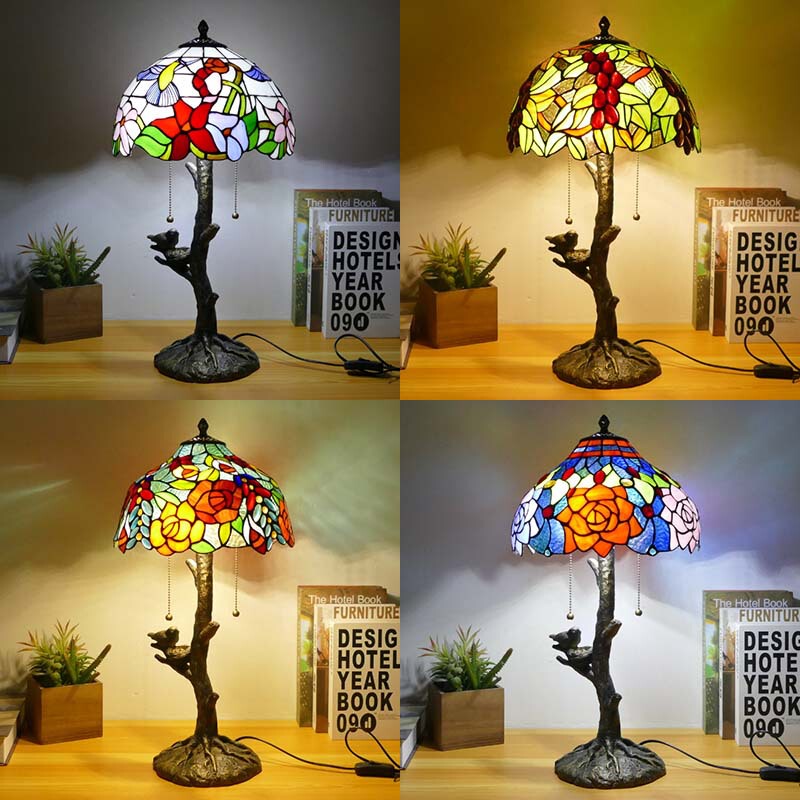 Golden Harbour New Tiffany Stained Glass Table Lamp Vintage Bedroom Restaurant Cafe Bird Base Lamps Golden Harbour New Tiffany Stained Glass Table Lamp Vintage Bedroom Restaurant Cafe Bird Base Lamps