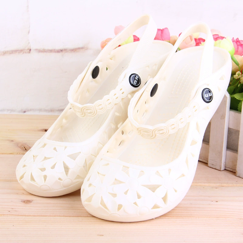 Huili Cave Shoes 2023 Летние новые дышащие белые сандалии для медсестер Нескользящая легкая черная рабочая обувь на Плоском Каблуке