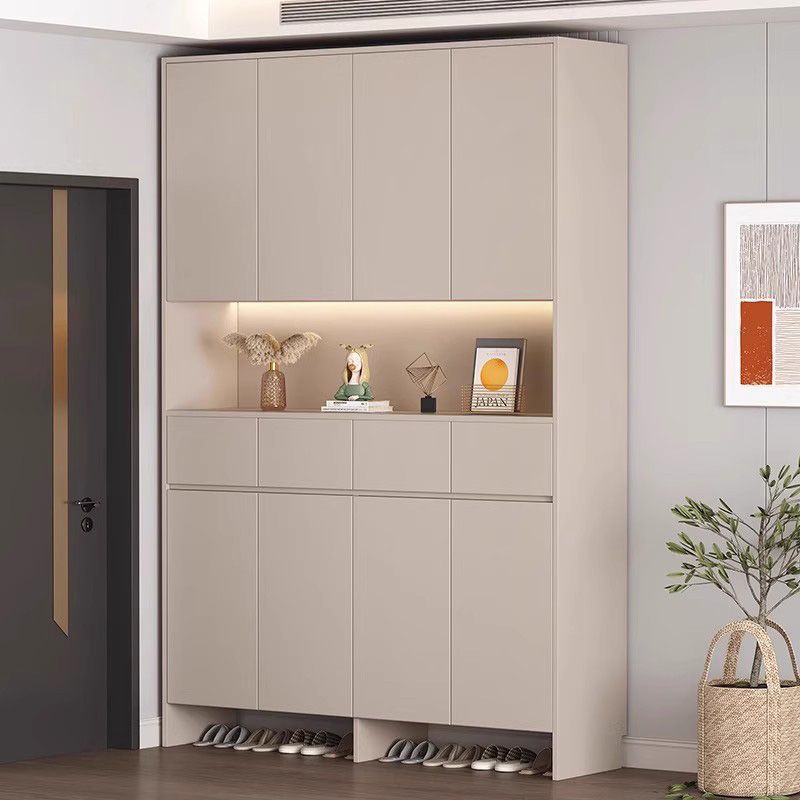 Solid Wood Shoe Cabinet for Home Entrance, Large Capacity Integrated Wall-Mounted Multi-Layer Storage Cabinet for Hallway, Corridor, and Entryway