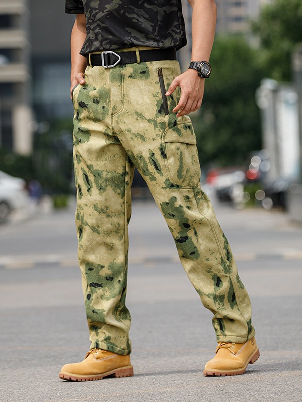 Deportes al aire libre con pantalones de piel de pescado suave, pantalones de montaña para hombres, pantalones de grasa, impermeables, calentadores y gruesos.