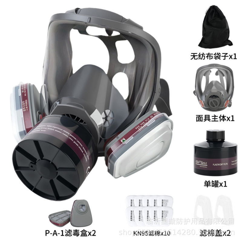 防毒面具喷漆化工农药消防粉尘可接滤毒罐两用面罩跨境代发|undefined