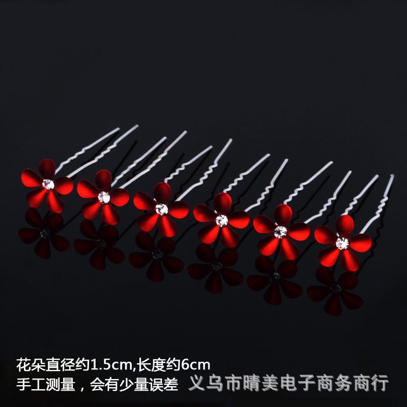 Venta caliente nupcial pelo tenedor perla flor accesorios para el cabello diamante incrustado PIN en forma de U clip horquilla cabeza joyería pieza única