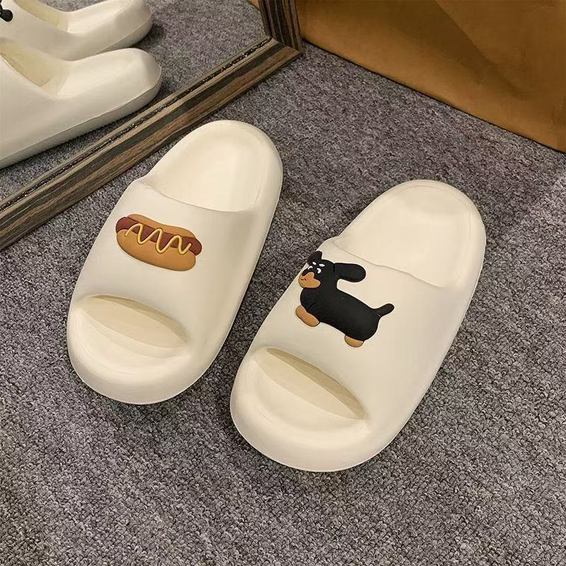 Celebridades de Internet lindas sandalias y pantuflas de mierda para hombres y mujeres baño de suela gruesa antideslizante hogar interior EVA verano ropa exterior pareja image 8