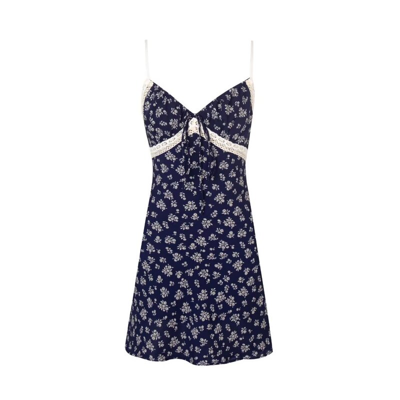 European and American Style Summer Sexy Spice Girl Vacation V-neck Strap dress Lace Stitching Chiffon Floral Dress European and American Style Summer Sexy Spice Girl Vacation V-neck Strap dress Lace Stitching Chiffon Floral Dress