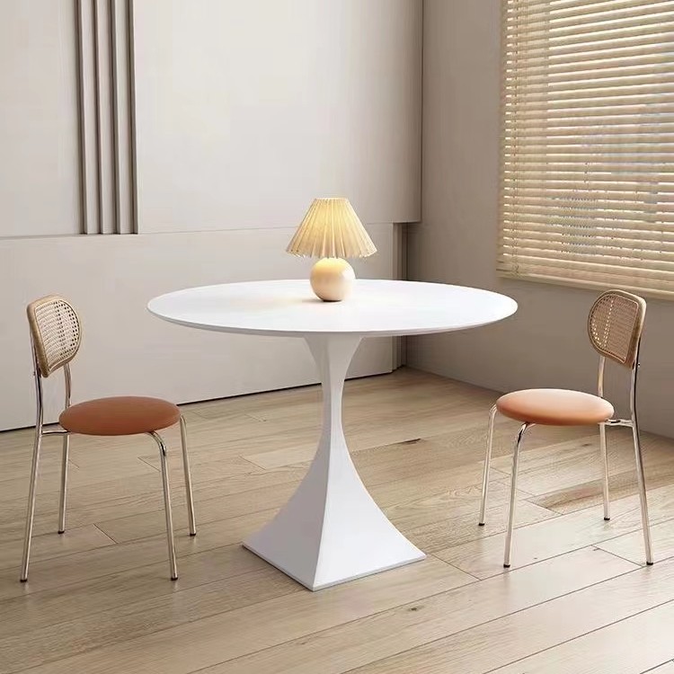 Rock placa redonda mesa de comedor delifeng pequeño apartamento restaurante mesa de comedor minimalista red rojo crema estilo silencioso blanco puro mesa de negociación