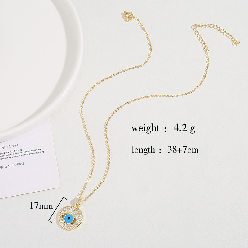 Retro Devilu0027S Eye Copper Enamel Zircon Pendant Necklace