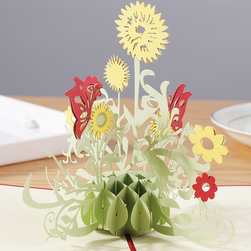 2025年新作 教師の日 花束 グリーティングカード 3D立体 精巧 高級感 クリエイティブカード 祝福 感謝カード カスタム|undefined