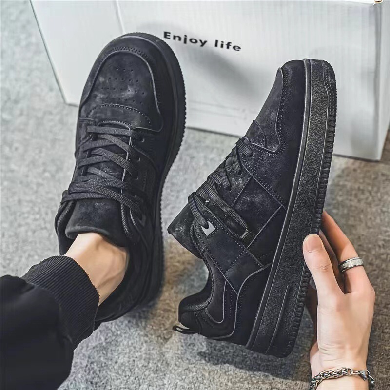 Board Shoes Air Force One Platform White Shoes Spring Casual Breathable Sports All-match Fashionable Black Men's Shoes for Students