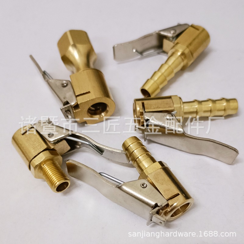 生产纯铜打气嘴 6mm 8mm汽车轮胎打气嘴 打气夹子 胎压枪充气夹头