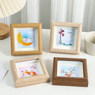 Hollow Photo Frame Oil Painting Stick Mini Square Small Photo Frame Wooden Frame DIY Outer Frame Children's Works Mounted Watercolor Painting