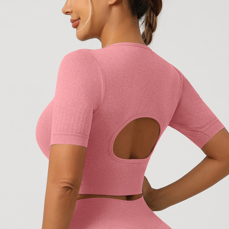 ropa interior deportiva transfronteriza mangas cortas pantalones cortos pantalones largos set mujer antichoque correr de alta intensidad yoga acondicionamiento físico espalda image 64
