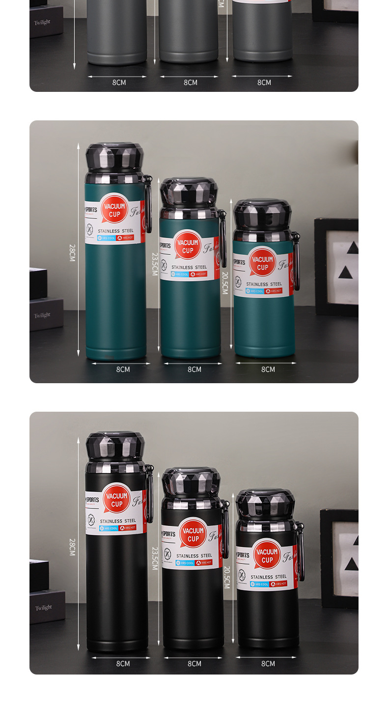 Neue Thermoskanne aus Edelstahl 316, Outdoor-Trinkbecher mit großem Fassungsvermögen, doppelwandige Vakuum-Trinkflasche mit Trageschlaufe
