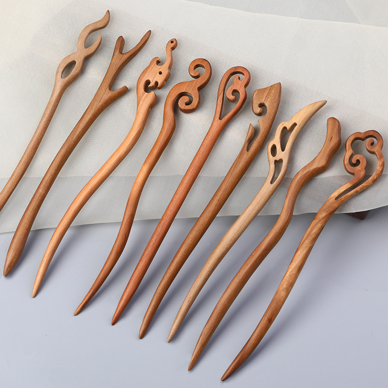 Peach Wood and Pear Wood Hairpins, Ancient Style Hair Accessories, New Chinese Style Hairpins, Hair Sticks, Wooden Hairpins, Hanfu Headwear, Retro Accessories