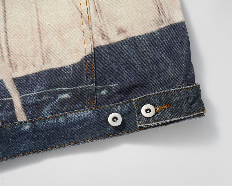 Foreign Trade European And American High Street Fashion Unisex Washed AC Same Style Printed Jacket Basic Denim Clothing_mkmklike.com