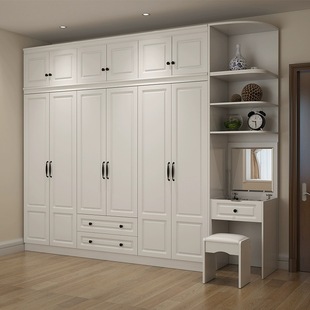 Customized Light Luxury Wardrobe for Home Bedroom Economical Assembled Door Opening Cabinet Two, Four and Six Door Combination Rental Room Wardrobe