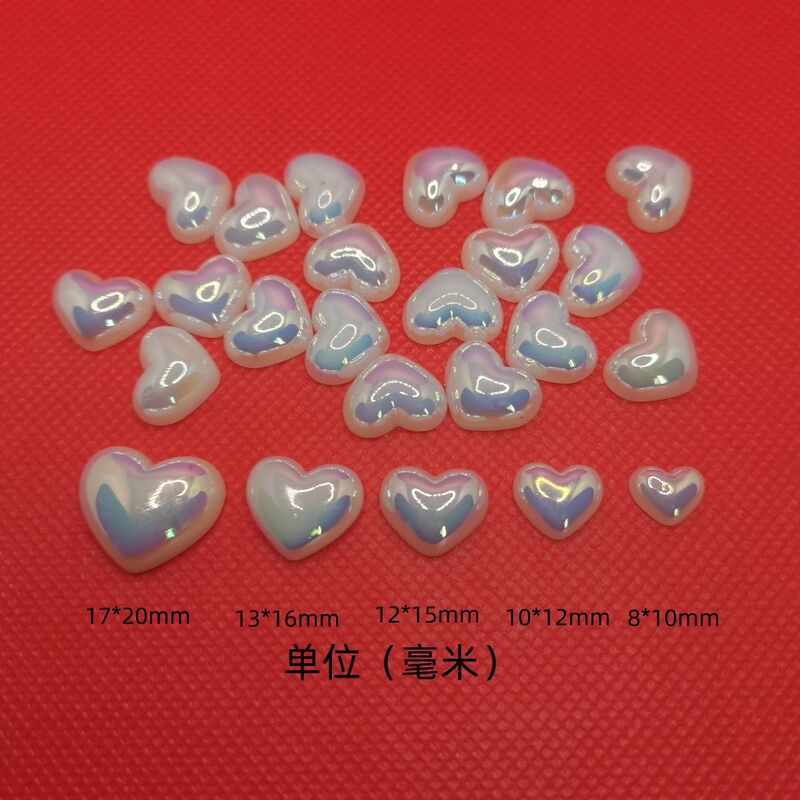 Half-sided colorful love abs imitation pearl imitation horse bead diy material flat peach heart non-peeling imitation mermaid Ji