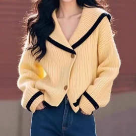 2025秋季新款高级感花边拼接超好看减龄显白橙色洋里洋气毛衣