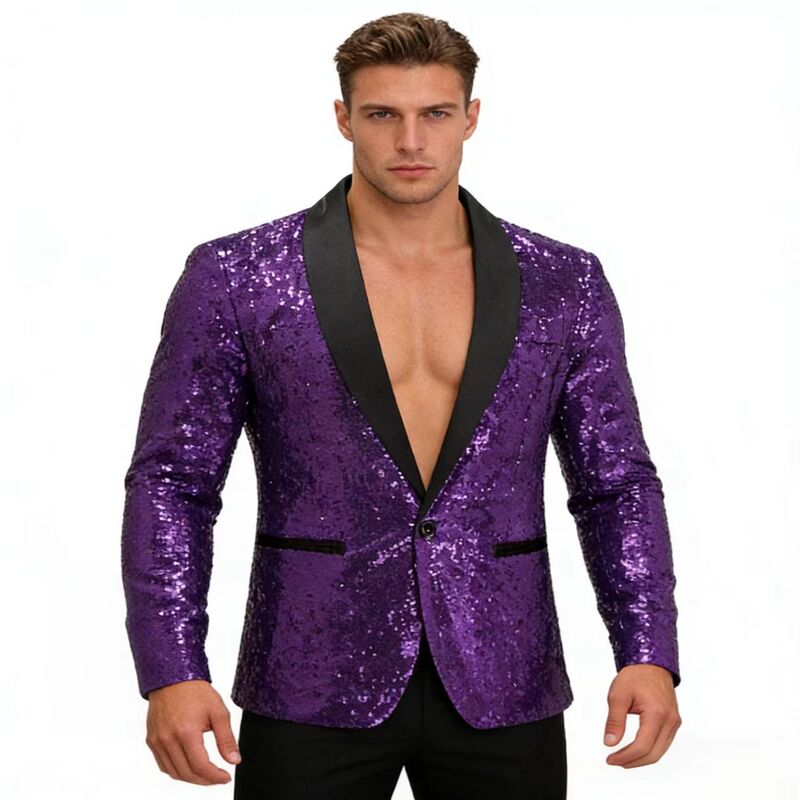 2025 New Autumn and Winter Shiny Special Effect Jacket Amazon Purchasing Special Price Men's Sequin Suit Suit