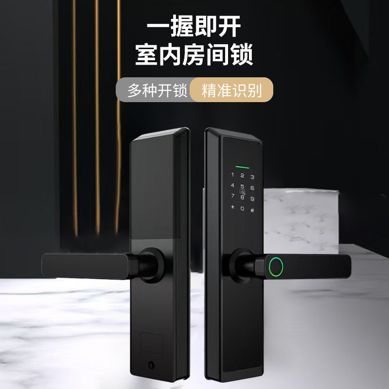 跨境涂鸦指纹锁木门家用室内门密码锁办公室民宿电子锁公寓智能锁