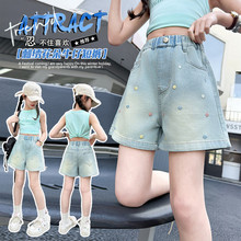 女童夏季牛仔薄款短裤2025新款儿童洋气宽松中大童装休闲五分裤子