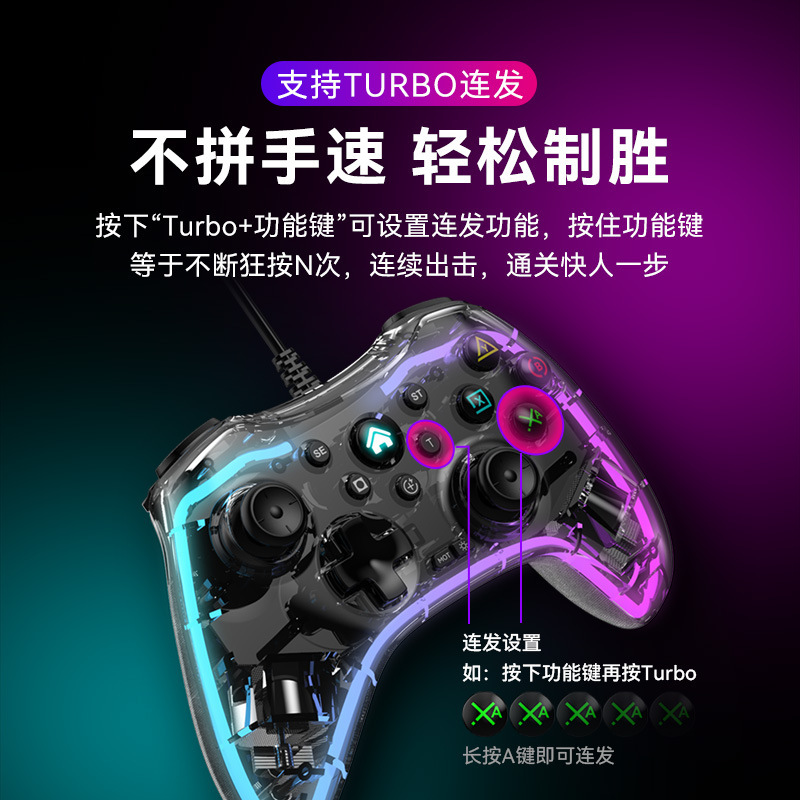 S03透明有线游戏手柄适用于PC电脑版安卓手机Switch电视ps4steam|undefined