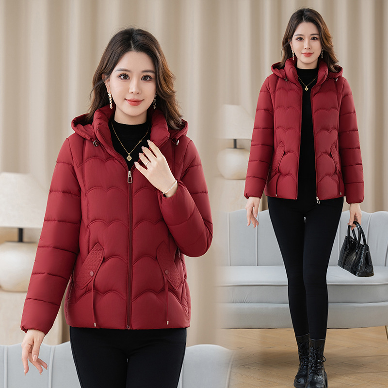 2025 invierno nueva chaqueta de algodón de cuello vertical chaqueta de algodón universal chaqueta de moda extranjera delgada joven madre abrigo de mujer image 2