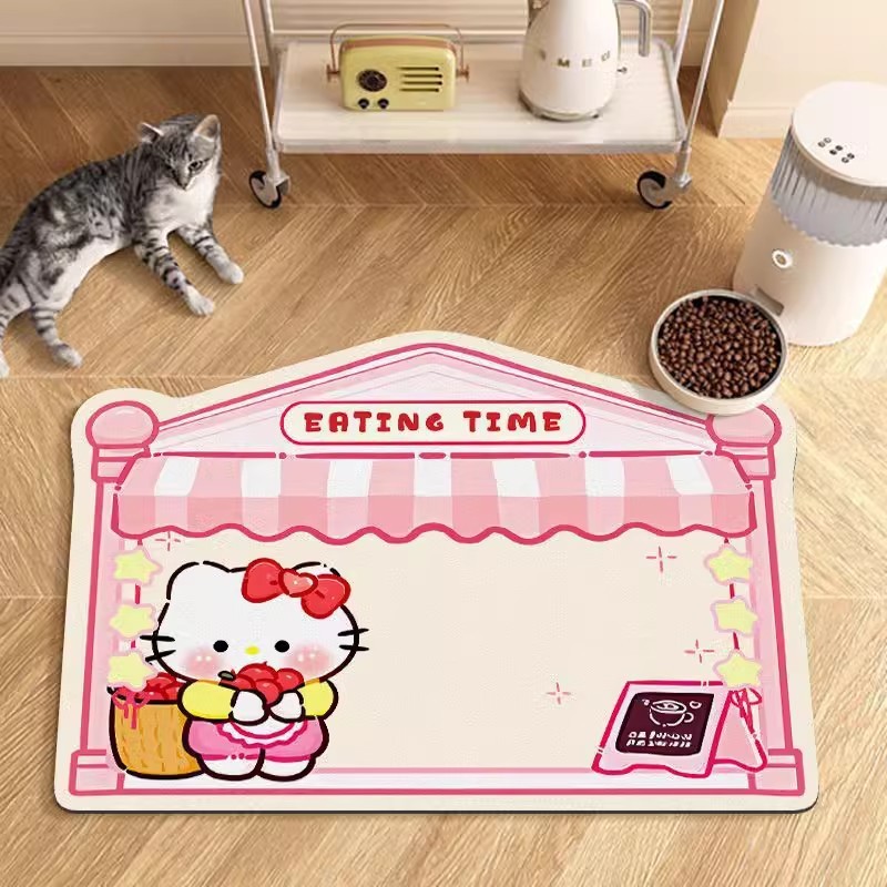卡通可爱HelloKitty宠物猫狗喂食硅藻泥餐垫耐脏耐磨防尘地垫代发|undefined