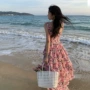 春夏印花弹性沙滩连衣裙