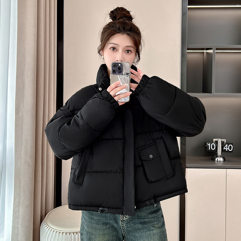 Ropa de algodón para mujeres 2024 invierno nueva ropa de algodón coreana collar corto suelto chaqueta de pan pequeño moda