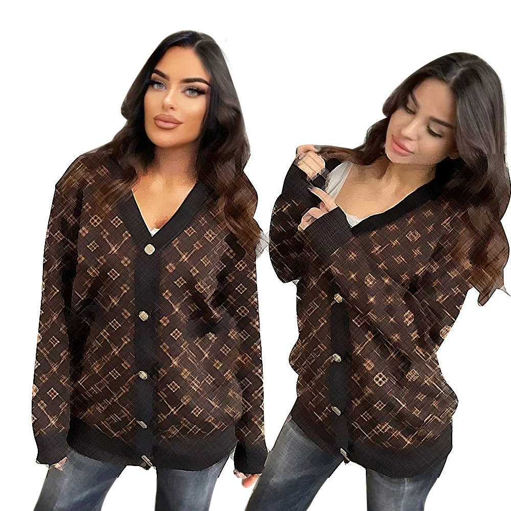 DD0117 Европейская и Американская женская одежда трансграничная осень-зима мода вязаный свитер с V-образным вырезом длинный мягкий пуговица карманный свитер