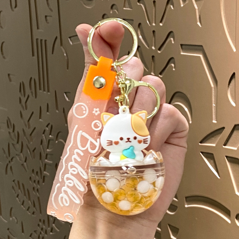 Acrílico en aceite, botella de arena, llavero de animales pequeños, accesorios de bolsa, llavero lindo, adornos colgantes, regalos pequeños al por mayor