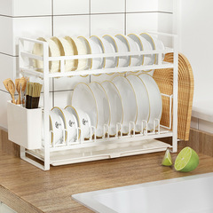 Cross-border multi-functional drain bowl rack kitchen storage rack countertop multi-layer storage rack plate rack wholesale