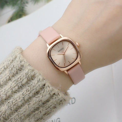 Oval small plate thin strap girls watch student belt watch boys watch forest quartz watch small fresh literary