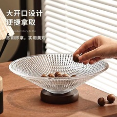 軽奢で高級感のあるガラス製フルーツプレート、リビングルームや家庭用コーヒーテーブルのスナックディスプレイ用、高脚のドライフルーツやキャンディプレート