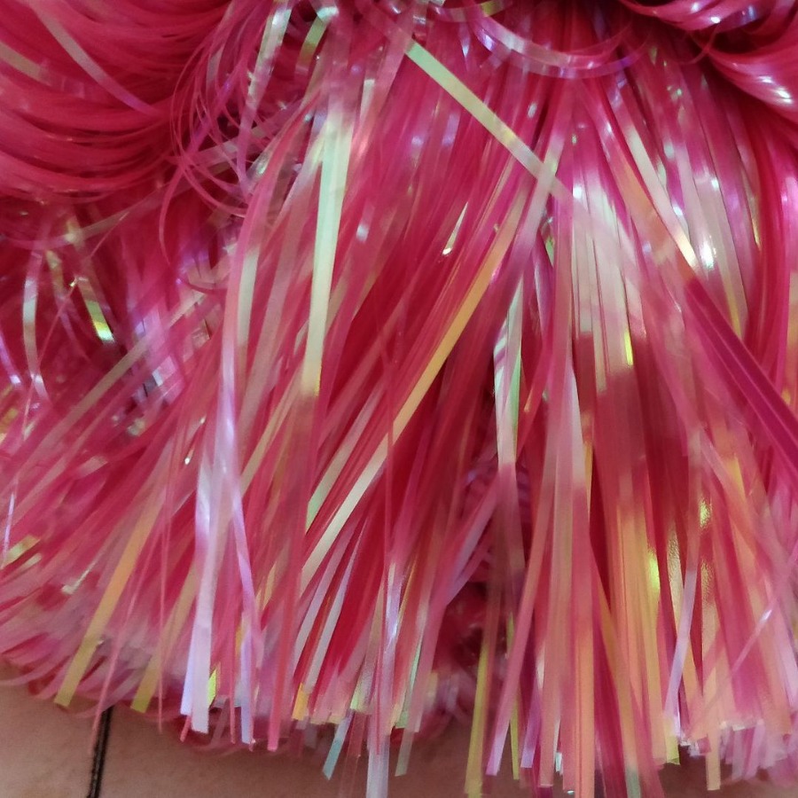 扁型3mm粉红彩虹线亮片丝淡草绿梦幻彩条扁直状淡蓝彩虹亮条片