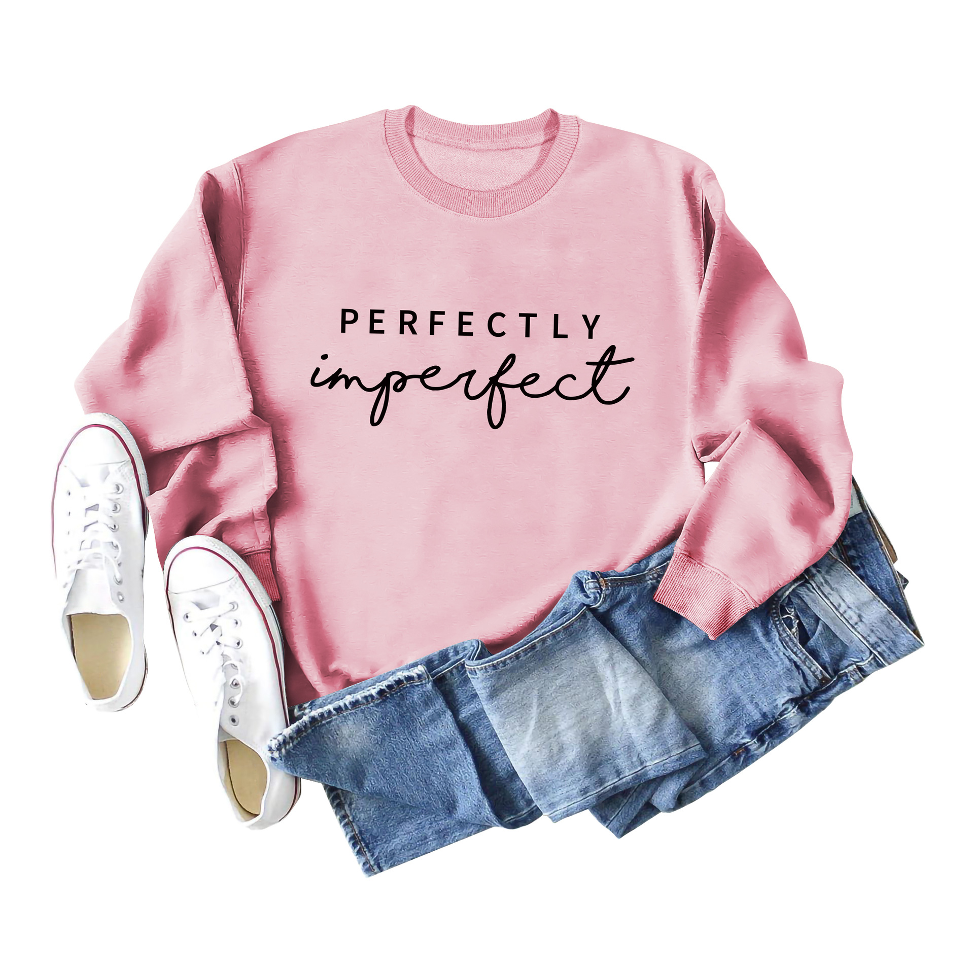 Perfectamente imperfecto en stock simple europeo y americano cuello redondo de manga larga las mujeres Amazon eBay suéter al por mayor